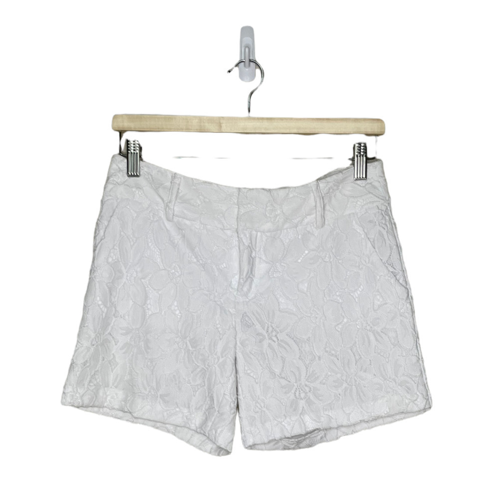 INC International Concepts Shorts Women 0 White Lace Chino Trendy Coastal Vacay